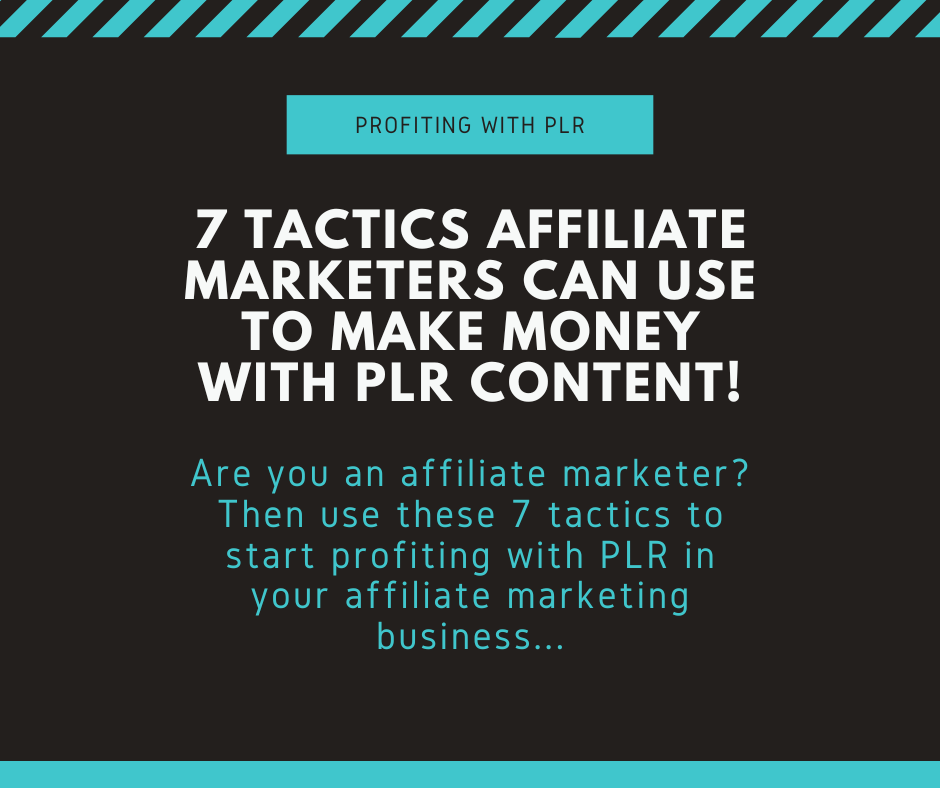 7 Tactics Affiliate Marketers Can Use To Make Money With PLR Content